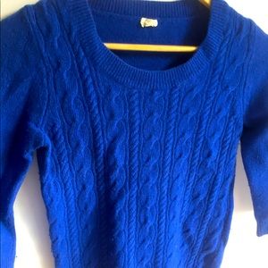 Blue cable knit JCrew sweater